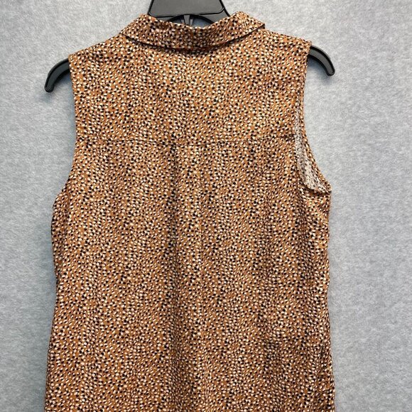 Tahari Linen Shirt Dress Womens Small Sleeveless Collared Brown - Picture 5 of 11